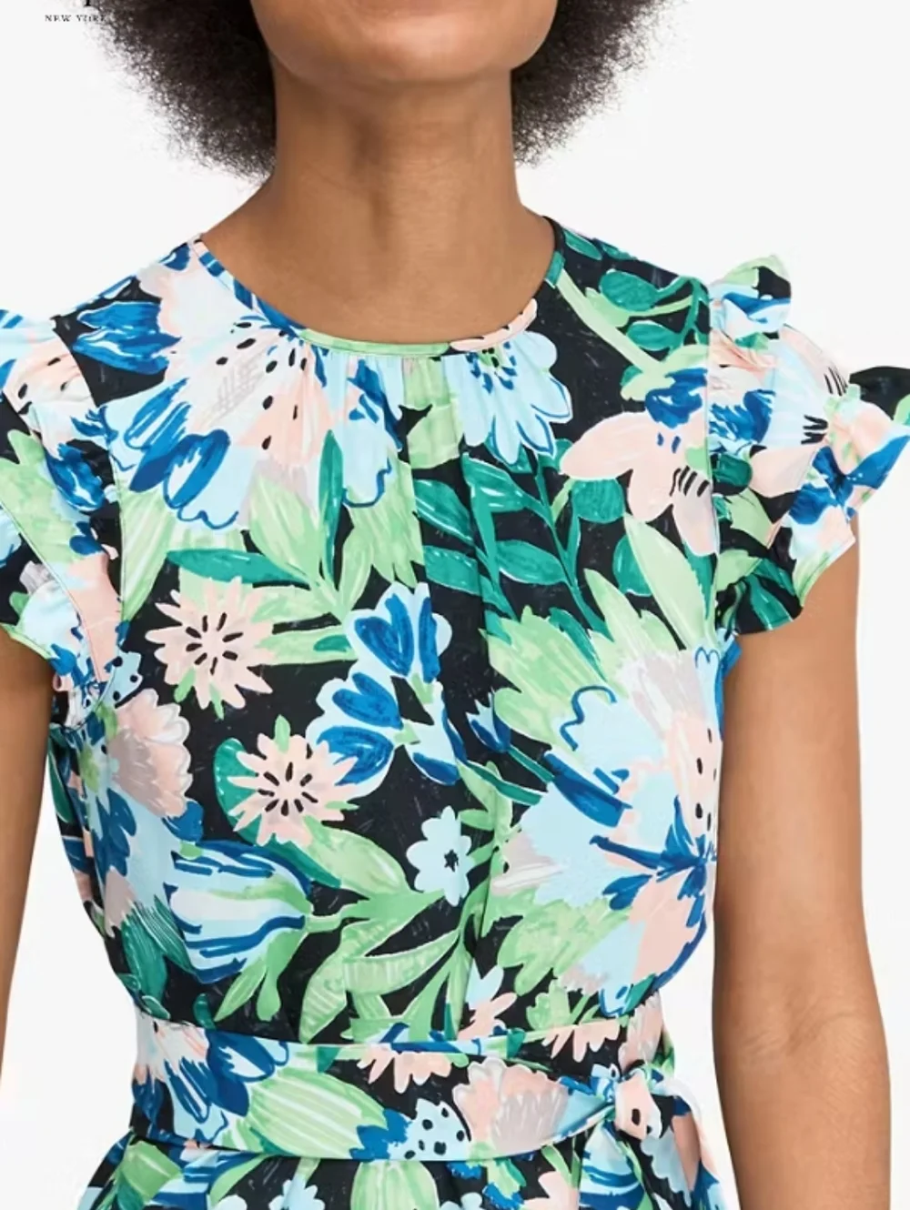kate spade Floral Ruffle Sleeve Mini Dress